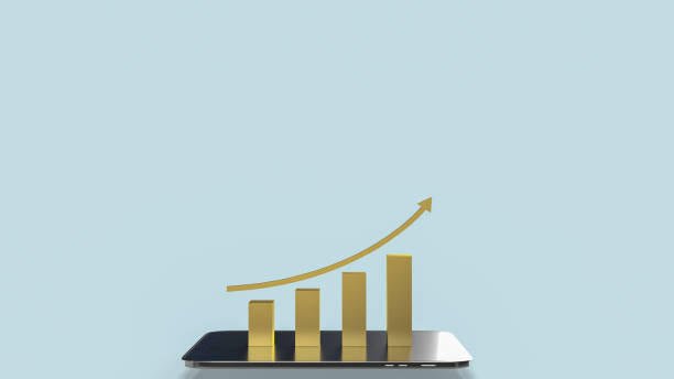 gold chart on tablet for business concept 3d rendering